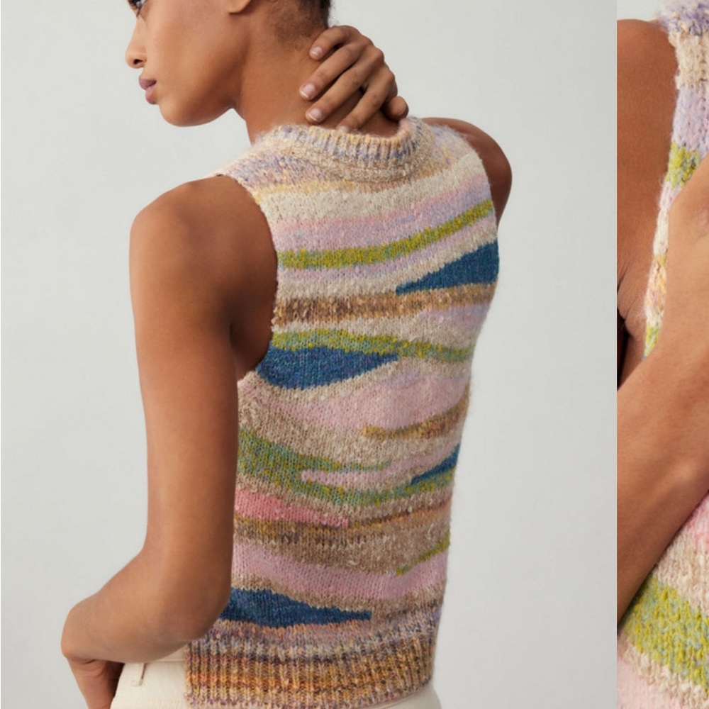 Pilcro Multicolor Knit Tank Top in Pink, Blue, Green - Picture 5 of 9